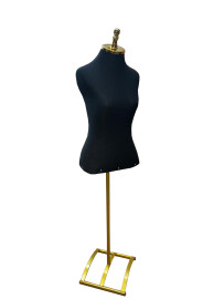 Busto feminino tipo costureiro pedestal dourado