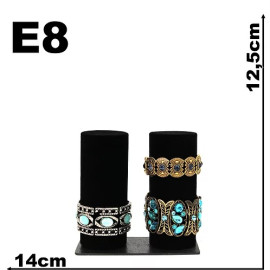 Expositor para pulseira tubo duplo sem base vertical em veludo preto E8